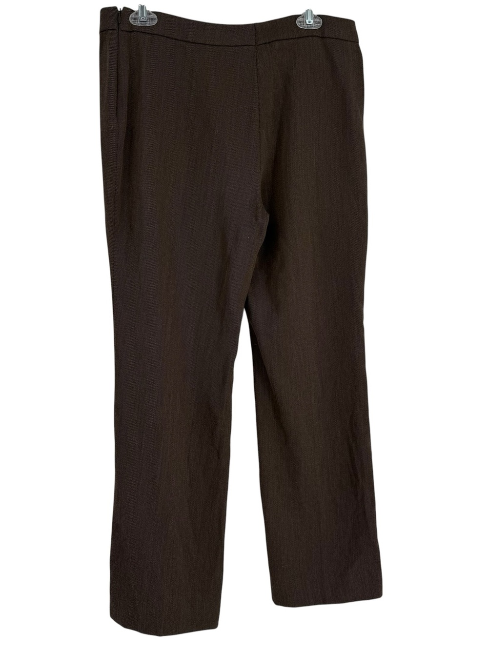 Akris Wool Pants Women Size 10 Brown Straight Leg Side Zip Textured Work Career